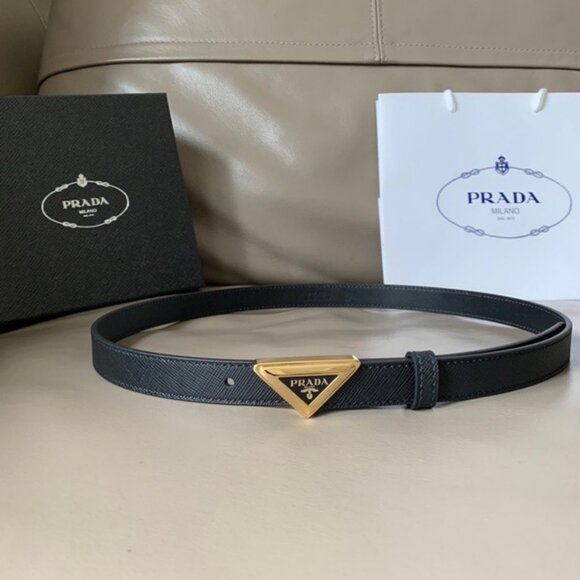 Versatile Prada Belt - Black Saffiano & Golden Buckle - Picture 2 of 6